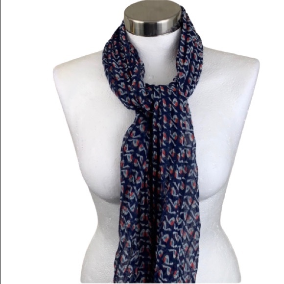 Accessories - BLUE WHITE RED BIRD PRINT SCARF
